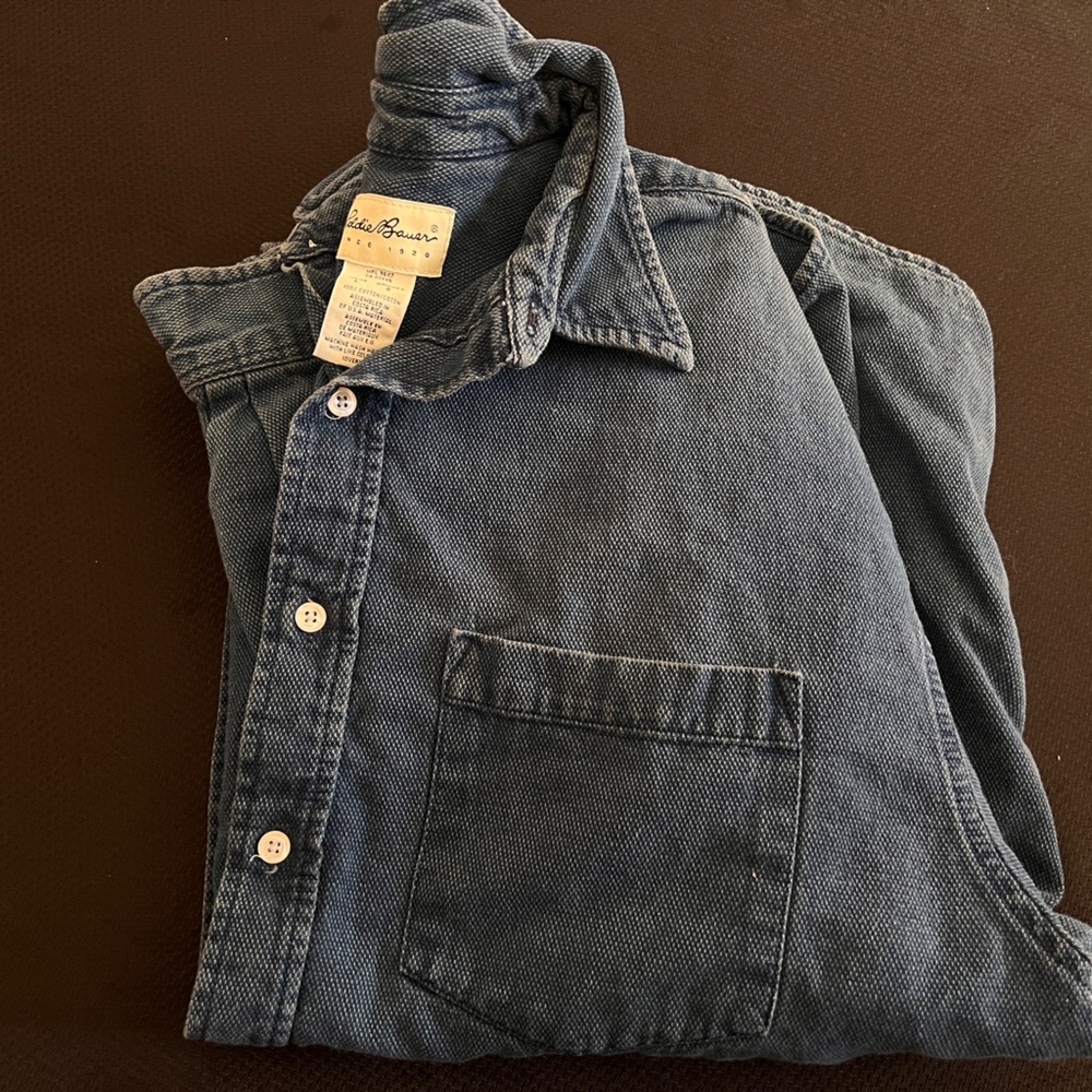 Blue Eddie Bauer Classic Cotton Shirt - Picture 4 of 4